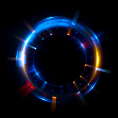 Wall Mural - abstract neon background. luminous swirling. glowing spiral cover. black elegant. halo around. power