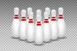 Vector realistic bowling skittles on the transparent background.