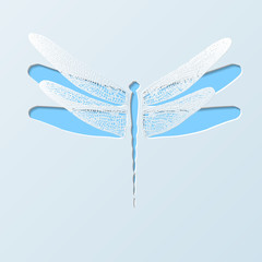 Wall Mural - Paper Carved Dragonfly   - Vector Illustration
