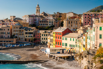 Wall Mural - Typical colored houses in the seafront of Bogliasco, near Genoa