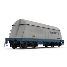 Railroad Tank Cars For Milk Isolated On White. 3D Illustration