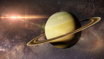 Wall Mural - saturn, the planet saturn in front of the milky way