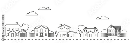 Fotomural Village neighborhood vector illustration