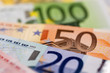 Leinwandbild Motiv Viele verschiedene Euro-Geldscheine