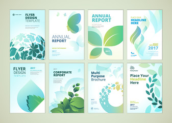 Wall Mural - nature and healthcare brochure cover design and flyer layout templates collection. vector illustrati