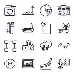 Poster - Set of 16 data outline icons