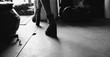 American girl rocker high heels and black leather jackets. Film Texture & Unfocused 