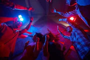 Poster - Young dancers having fun in the night club