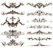 Art deco design elements of vintage ornaments and borders corners of the frame Isolated art nouveau flourishes Simple elements of floral ornaments and monograms on a white background