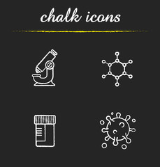 Sticker - Science laboratory chalk icons set