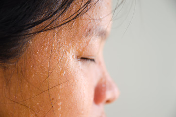 Sweat on the face of woman,excercise