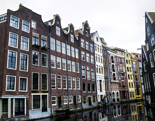 Amsterdam canals and typical houses