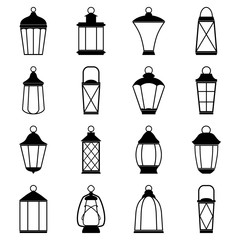 set of lantern icons, vector illustration