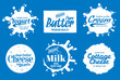Milk product logo. Milk, yogurt or cream splashes