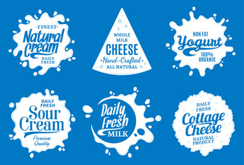 Milk product logo. Milk, yogurt or cream splashes