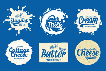 Milk product logo. Milk, yogurt or cream splashes