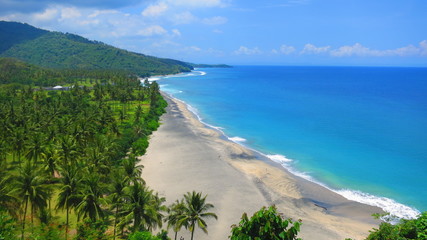 Aerial view of beautiful beach on Lombok Island, Indonesia