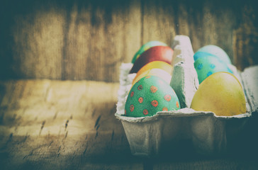 Colorful easter eggs close up