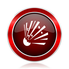 Aufkleber - Bomb red round glossy metallic web and smartphone vector icon isolated on white background.             
