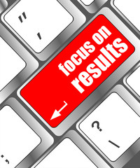Poster - Modern keyboard focus on results text. Technology concept