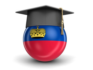 Poster - Graduation cap and flag of Liechtenstein. Image with clipping path
