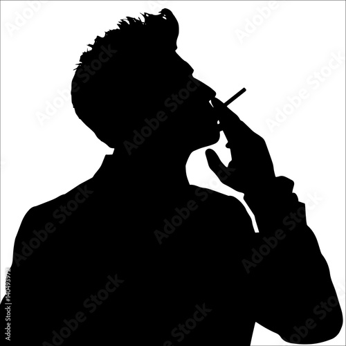 Man smoking silhouette Acheter ce vecteur libre de droit et d??couvrir