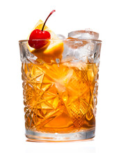 Closeup Of Cocktail Old Fashion