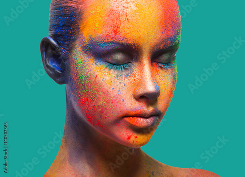 Creative art of make up, fashion model closeup portrait
