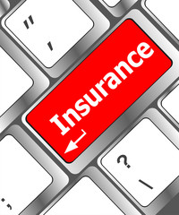 Poster - Keyboard with insurance button. Computer laptop keyboard