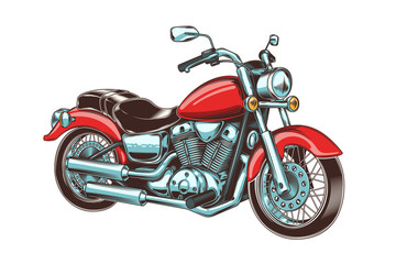 Wall Mural - Hand-drawn vintage motorcycle. Classic chopper.