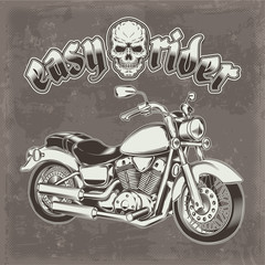 Wall Mural - Hand-drawn vintage motorcycle on the grunge background