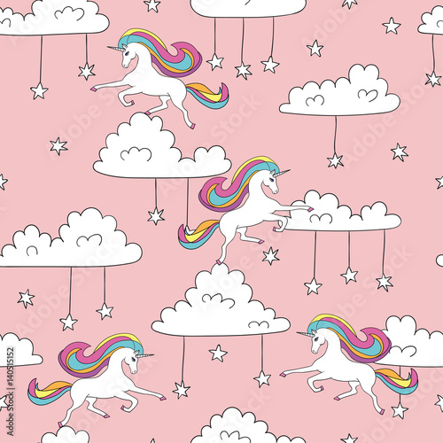 jednolity-wzor-bez-szwu-magia-tlo-z-cute-jednorozce-chmury-i-gwiazdy