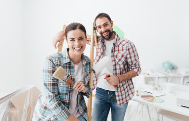 Wall Mural - Creative couple renovating their house