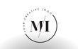 MI Serif Letter Logo Design with Creative Intersected Cut.