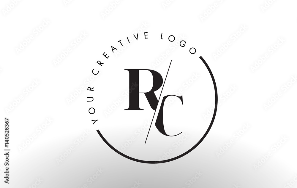 RC Serif Letter Logo Design with Creative Intersected Cut. Stock Vector ...