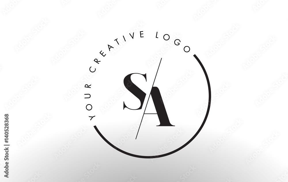 SA Serif Letter Logo Design with Creative Intersected Cut. Stock Vector ...