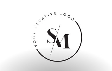 Wall Mural - sm serif letter logo design with creative intersected cut.