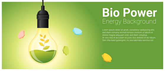 Wall Mural - Energy concept background with bio energy in light bulb , vector , illustration