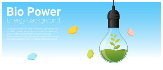 Wall Mural - Energy concept background with bio energy in light bulb , vector , illustration