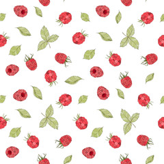 Wall Mural - Seamless raspberry pattern