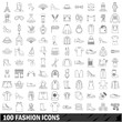© ylivdesign - 100 fashion icons set, outline style