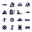 Set of 16 boat filled icons