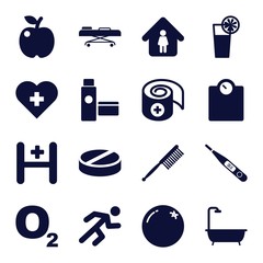 Wall Mural - Set of 16 health filled icons