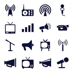 Poster - Set of 16 broadcast filled icons