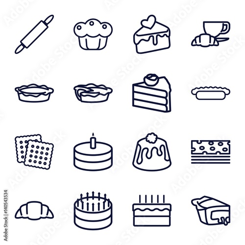Set of 16 pastry outline icons Buy this stock vector and explore similar vectors at Adobe