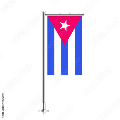 Cuba Vector Banner Flag Hanging On A Silver Metallic Pole Cuba