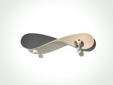 Twisted skateboard isolated on a white background. 3d render