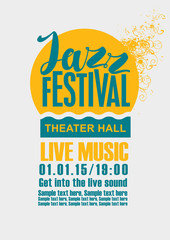 Wall Mural - Template Poster for jazz festival live music with a sun and sea