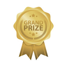 Grand Prize Win Gold Badges Vector Illustration