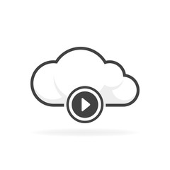 Poster - Cloud play audio and video icon vector illustration